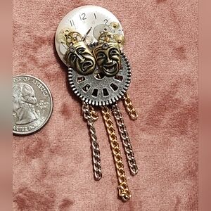 Steampunk Theater Mask Brooch